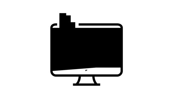 Online marknadsövervakning linje ikon animation — Stockvideo