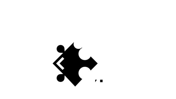Hand halten Puzzle Detail Glyphen-Symbol Animation — Stockvideo