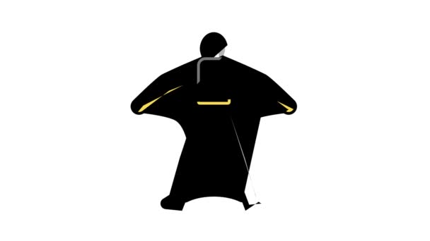 Wingsuit vliegen extremale sport man kleur pictogram animatie — Stockvideo