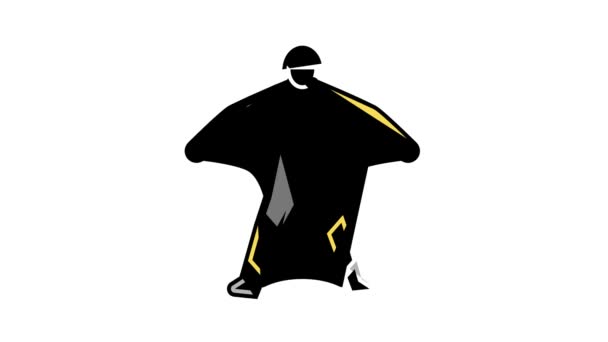 Wingsuit vlucht sport man kleur pictogram animatie — Stockvideo