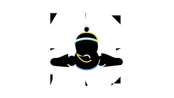 Wingsuit sportman maken video kleur pictogram animatie — Stockvideo