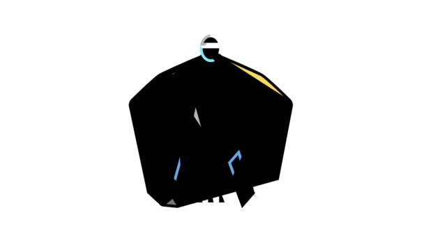 Wingsuit extreme actieve sporter kleur pictogram animatie — Stockvideo