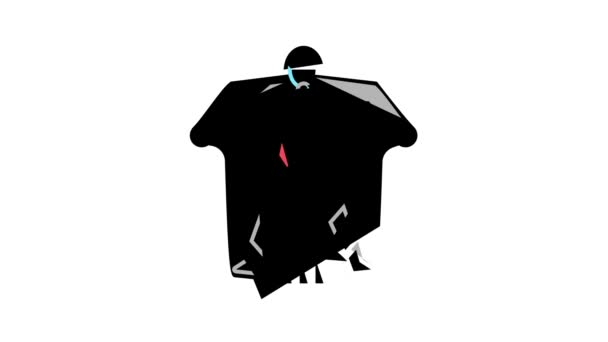 Wingsuit sportman kleur pictogram animatie — Stockvideo