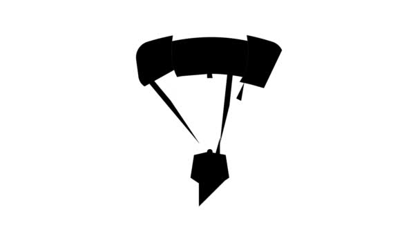 Flying parachutist color icon animation — Stock Video