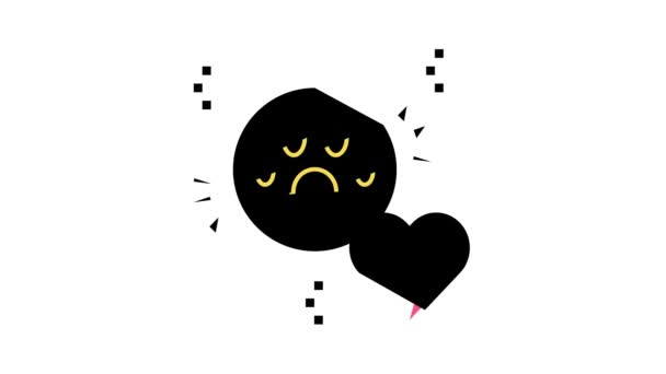 Mascota pata amor corazón color icono animación — Vídeo de stock