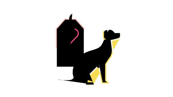 Dog love label color icon animation — Stock Video