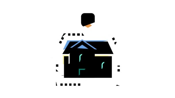House insulation color icon animation — Stock Video