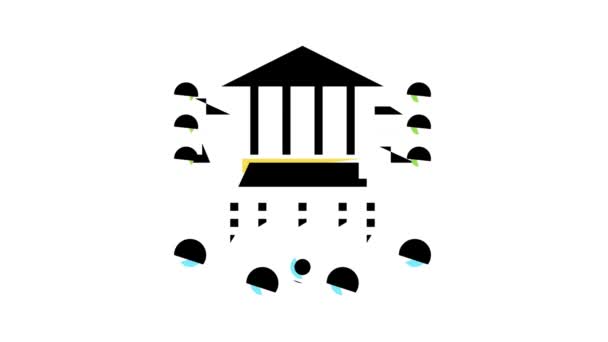 Edificio financiero características color icono animación — Vídeo de stock