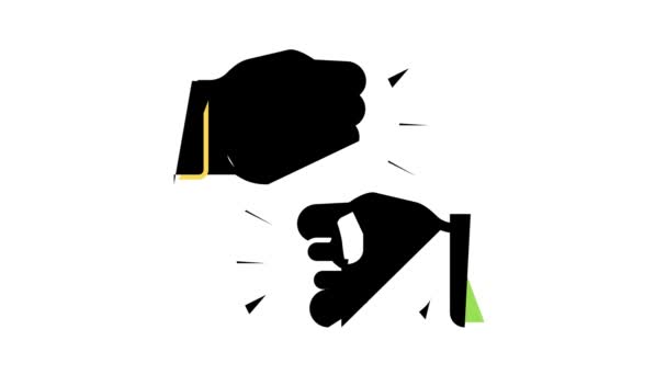 Hand geschil kleur pictogram animatie — Stockvideo