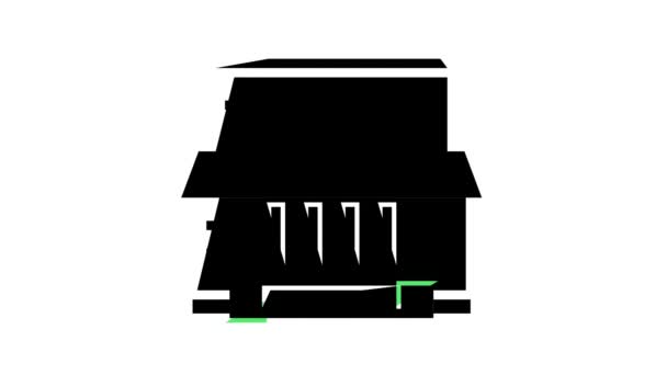 Bank financiële gebouw kleur pictogram animatie — Stockvideo
