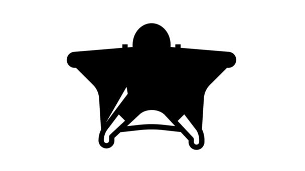 Vliegende wingsuit sportman lijn pictogram animatie — Stockvideo