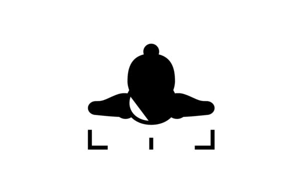 Wingsuit sportowiec zrobić wideo linii animacji ikony — Wideo stockowe