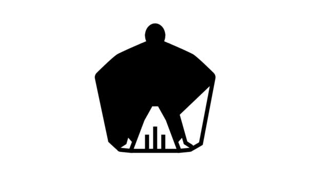 Wingsuit extremo ativo sportsman linha ícone animação — Vídeo de Stock