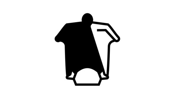 Wingsuit sportsman linha ícone animação — Vídeo de Stock