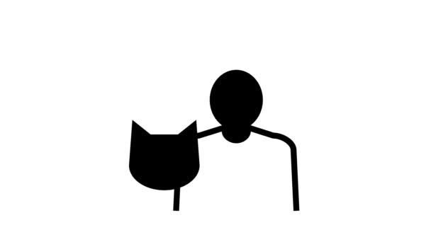 Gato propietario línea icono animación — Vídeos de Stock