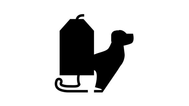 Hund kärlek etikett linje ikon animation — Stockvideo