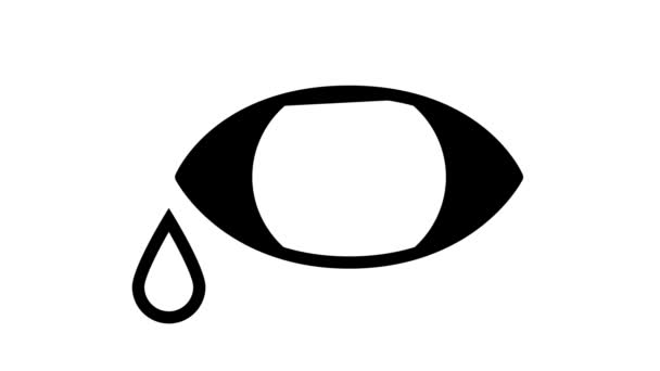 Eye flowing tears line icon animation — Stock Video