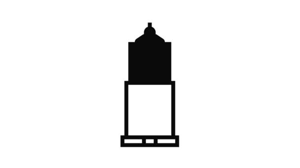 Rascacielos centro de negocios edificio línea icono animación — Vídeos de Stock