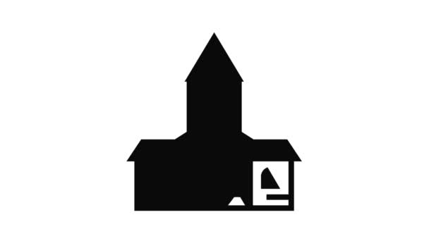 Kerk gebouw lijn pictogram animatie — Stockvideo