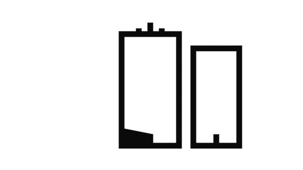 Stad hoge gebouwen lijn pictogram animatie — Stockvideo