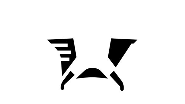 Vliegende wingsuit sportman glyph pictogram animatie — Stockvideo