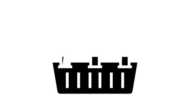 Vervoer kooi glyph pictogram animatie — Stockvideo