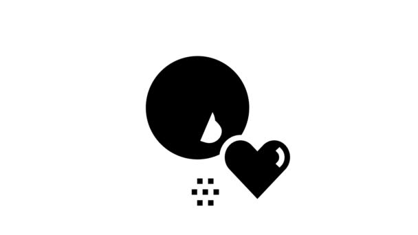 Mascota pata amor corazón glifo icono animación — Vídeos de Stock