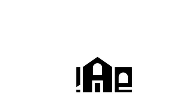 Huis verkopen luidspreker glyph pictogram animatie — Stockvideo