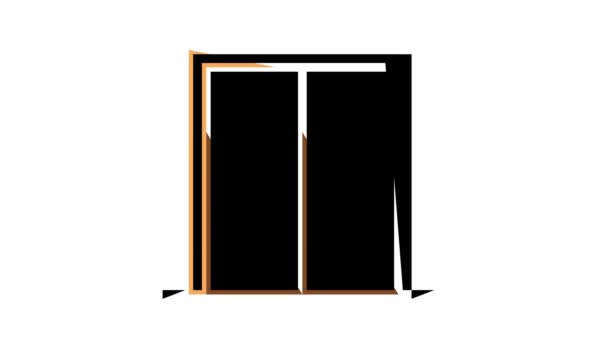 Animasi ikon warna pintu kayu ganda — Stok Video