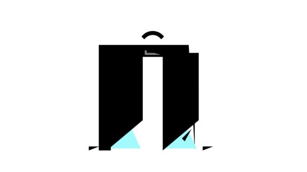Animação de ícone de cor de porta de vidro aberta e fechada automática — Vídeo de Stock