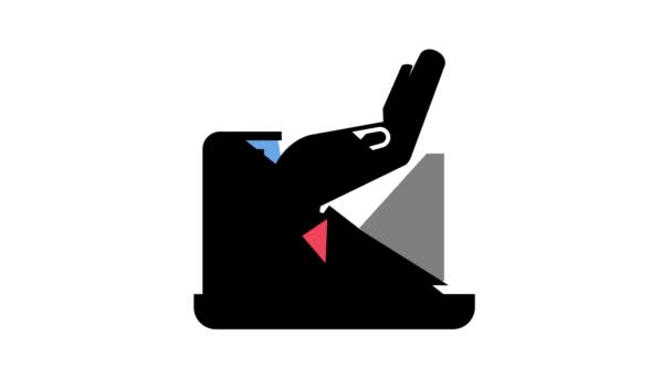 Mão na animação ícone de cor da tela do laptop — Vídeo de Stock