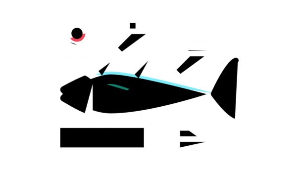 Ton pește caracteristici culoare icon animație — Videoclip de stoc