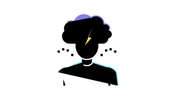 Depression psykologiska problem färg ikon animation — Stockvideo