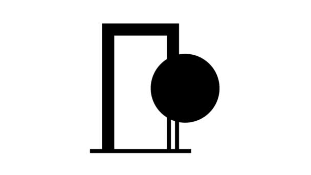Houten deur lijn pictogram animatie — Stockvideo