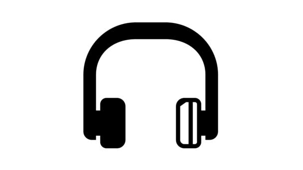 Escuchar música auriculares línea icono animación — Vídeos de Stock