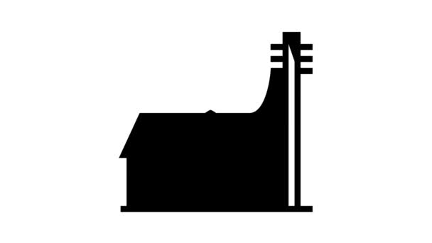 Dom podłączony do linii elektrycznej animacja ikona — Wideo stockowe