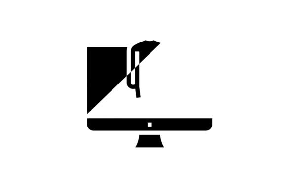 Humano en la pantalla del ordenador glifo icono de animación — Vídeo de stock