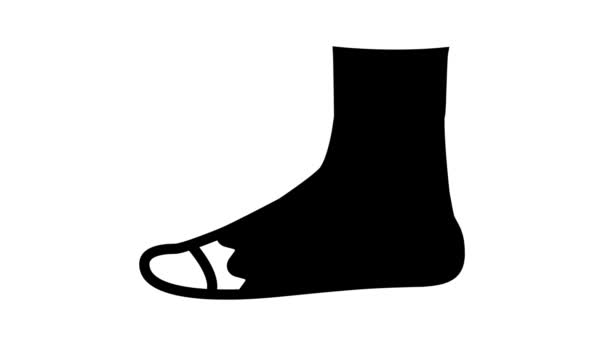 女性の靴下ラインアイコンアニメーション — ストック動画