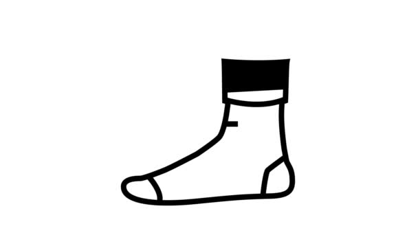 冬の暖かい靴下ラインアイコンアニメーション — ストック動画