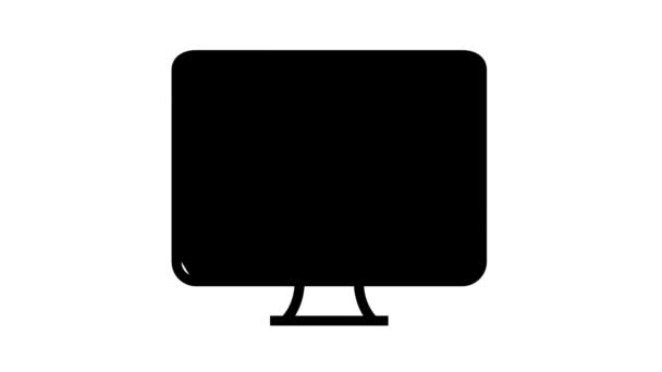 Qr codice sullo schermo del computer linea icona animazione — Video Stock