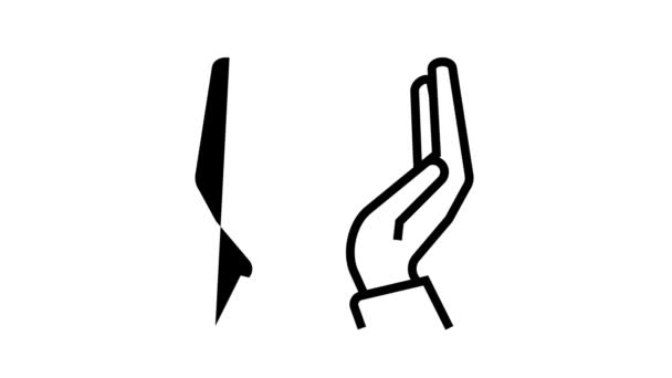 手握盾牌线图标动画 — 图库视频影像