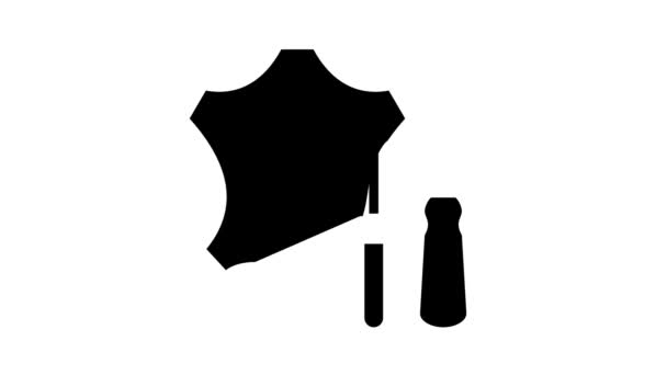 Materiale pelletteria icona glyph animazione — Video Stock