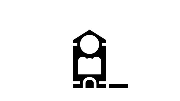 Iglesia edificio glifo icono animación — Vídeo de stock