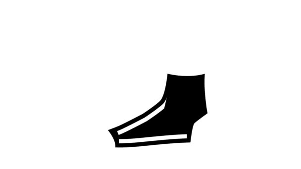 Algodón material calcetín glifo icono de animación — Vídeos de Stock