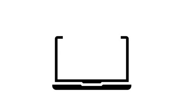 Online-Investition Laptop Glyphen-Symbol Animation — Stockvideo