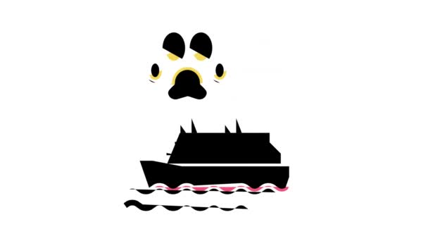 Sällskapsdjur transport i fartyg färg ikon animation — Stockvideo