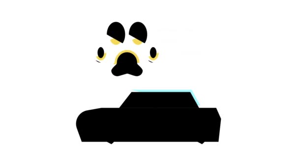Transporte de mascotas en la animación icono de color del coche — Vídeos de Stock