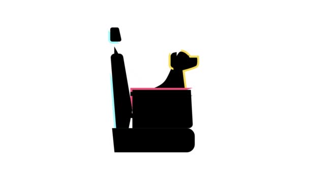 車のカラーアイコンアニメーションで犬の輸送のためのバッグ — ストック動画