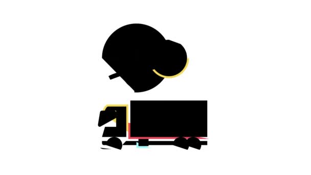 Camión transporte internacional color icono animación — Vídeo de stock