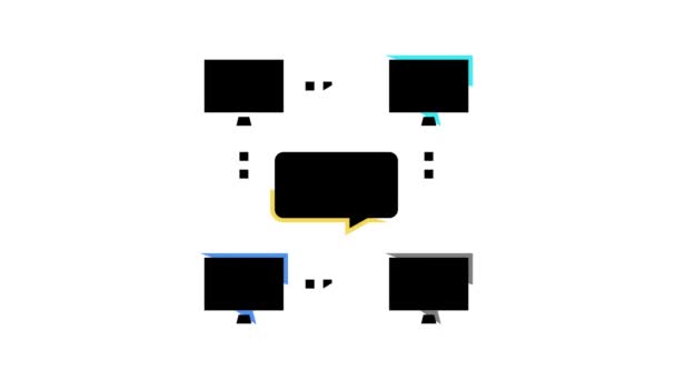 网络计算机用户通信彩色图标动画 — 图库视频影像